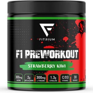 Pre workout Fitrium F1 - Strawberry Kiwi - 300MG Cafeïne per Scoop - 30 Servings - Heerlijke Smaken