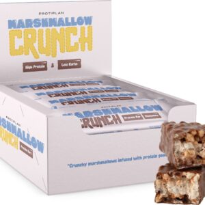 Protiplan | Protein Bar Marshmallow Crunch Chocolate | 12 Repen | 12 x 44 gram | Low carb snack | Eiwitrepen | Koolhydraatarme sportvoeding | Afslanken met Proteïne repen | Snel afvallen zonder hongergevoel!