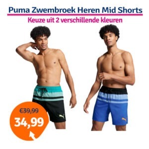 Puma Zwembroek Heren Heritage Stripe Mid Shorts Black Teal Combo-M