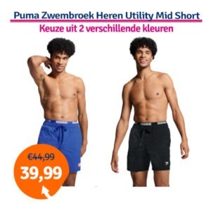 Puma Zwembroek Heren Utility Mid Shorts Zwart-XL