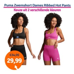 Puma Zwemshort Dames Ribbed Hot Pants Neon Pink-XL