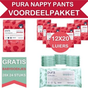 Pura Nappy Pants Voordeelpakket - 2 Maandboxen Maat 5 Nappy Pants + Gratis 672 Pura Babydoekjes