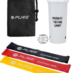 Pure2Improve Shakebeker met 3 Weerstandsbanden - Shaker 700 ml - Resistance Band - Fitness Elastiek - Weerstandsbanden Set - Wit