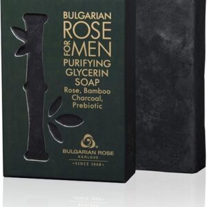 Purifying glycerin soap Rose For Men | Zeep voor mannen voor lichaam en haar met houtskool en 100% natuurlijke Bulgaarse rozenwater