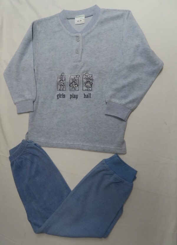 Pyjama - 2 delig - Blauw - Meisje - Girls play ball - 6 jaar 116