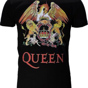 Queen Classic Crest Logo Band T-Shirt Zwart - Officiële Merchandise