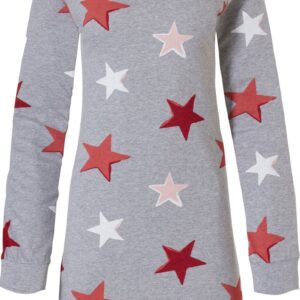 Rebelle - Colourful Star - Nachthemd - Grijs/Rood - Maat 40