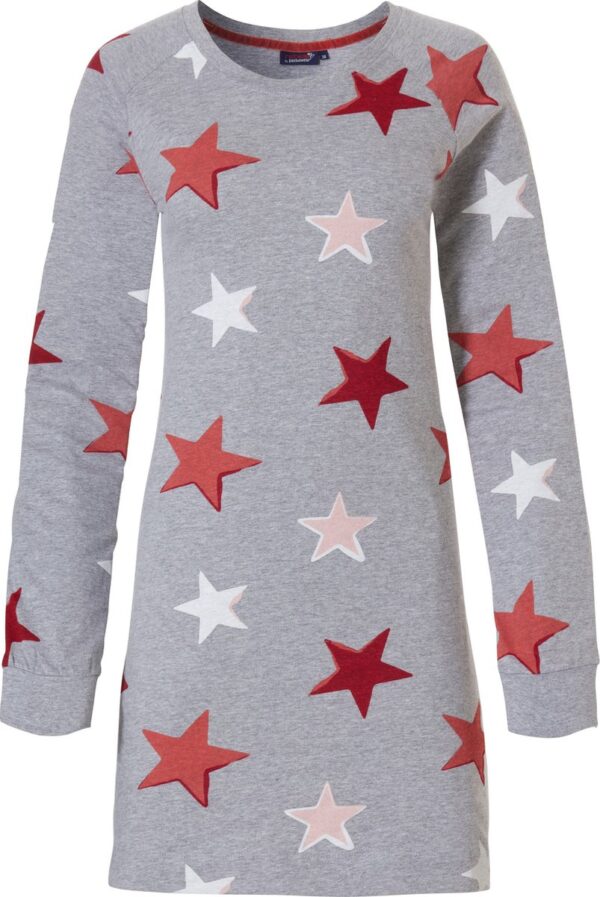 Rebelle - Colourful Star - Nachthemd - Grijs/Rood - Maat 48