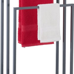 Relaxdays handdoekrek badkamer - antraciet - staal - handdoekhouder modern - 3 stangen