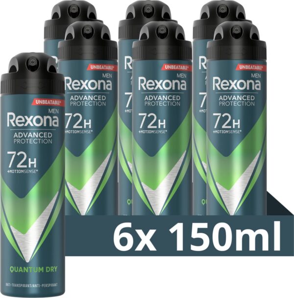 Rexona Advanced Protection Anti-Transpirant Deodorant Spray - Quantum Dry - met MotionSense Technologie - 6 x 150 ml