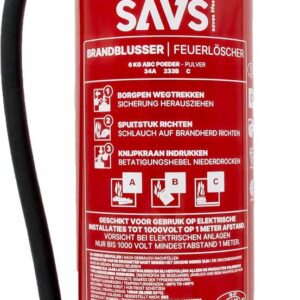 SAVS® Brandblusser poeder 6 kg - 34A 233B C - Met montagebeugel - Vorstbestendig - Poederblusser