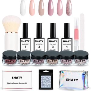 SHATY® Dipping Powder Starters Kit - Complete Set - 6 kleuren - Acryl Nagels Starterpakket - Inclusief Nagelstickers - Handleiding (NL)