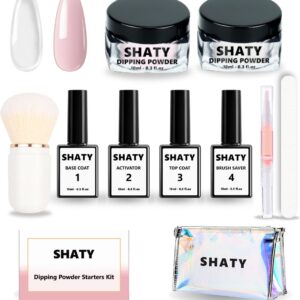 SHATY® Dipping Powder Starters Kit - Complete Set - Clear & Light Pink - Acryl Nagels Starterpakket - Handleiding (NL)