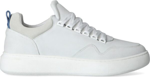 Sacha - Heren - Witte nubuck sneakers met blauw detail - Maat 41