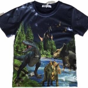 S&C Dinosaurus Shirt - Triceratops - H206 - Donkerblauw - Maat 134/140 (10 jaar)