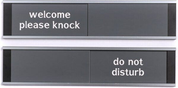 Schuifbord Welcome Please Knock-Do Not Disturb - 255 mm x 57 mm - Grijs - Promessa-Design.