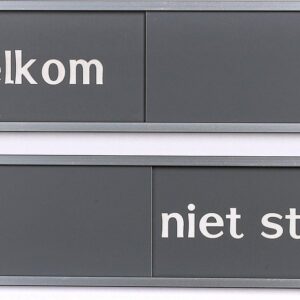 Schuifbord Welkom-Niet Storen - 255 mm x 57 mm - Grijs - Promessa-Design.