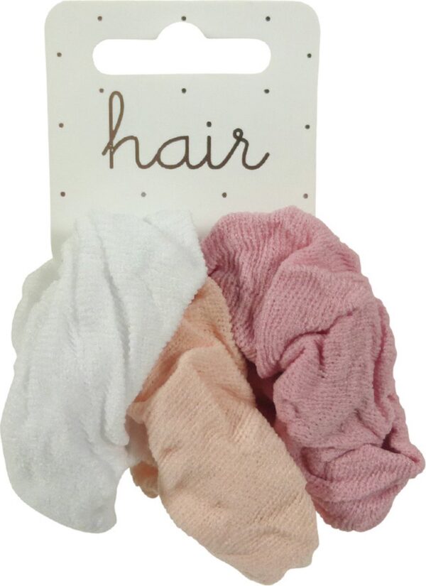 Scrunchie Haarelastiek Nylon - Wit/Roze/Zalm