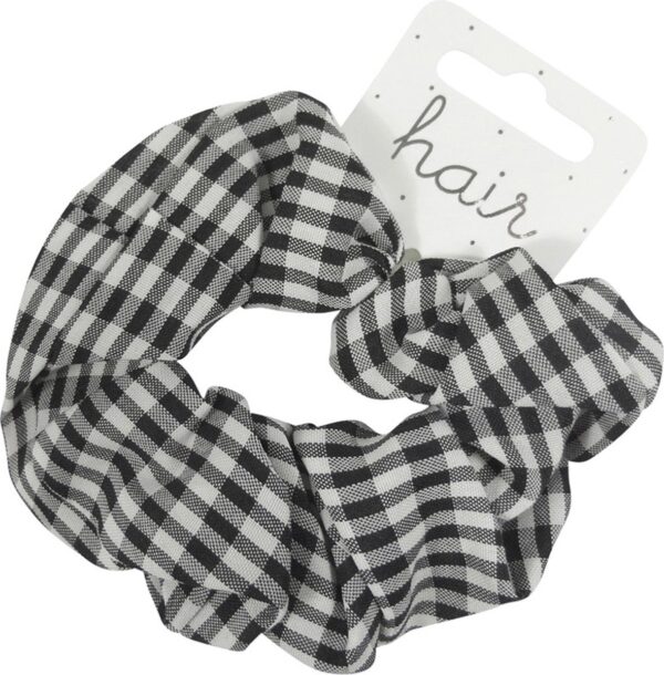 Scrunchie Haarelastiek Ruit Katoen - Zwart/ Wit