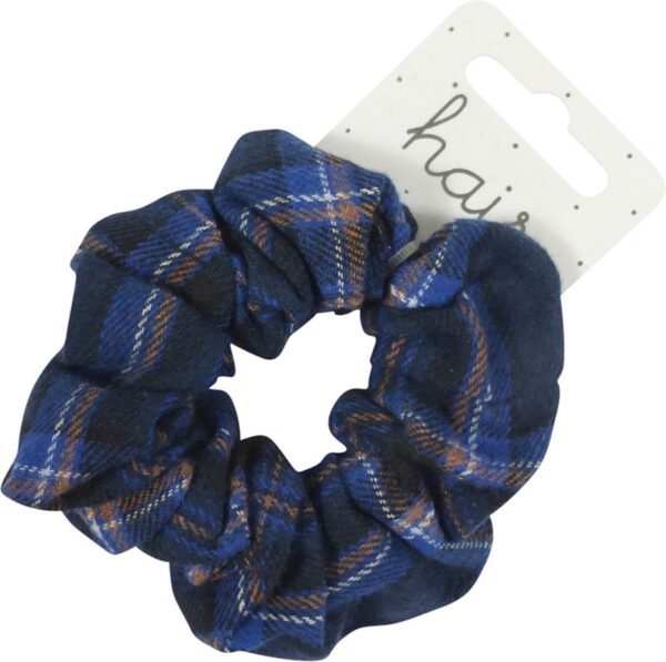 Scrunchie Haarelastiek Schotse Ruit Katoen - Navy