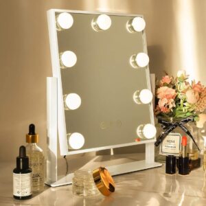 Sefaras Hollywood Spiegel met Verlichting - Make Up Spiegel - Dimbaar met drie lichtstanden - Wit