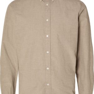 Selected - Heren Overhemden Rick Slim Fit Overhemd Morel - Beige - Maat M