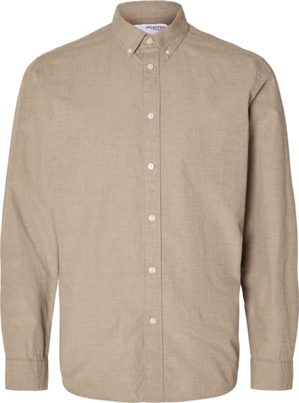 Selected - Heren Overhemden Rick Slim Fit Overhemd Morel - Beige - Maat XL