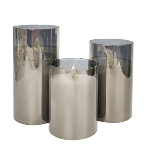 Set van 3 FlinQ Smoked Glass LED Kaarsen