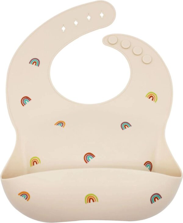 Silicone slab Rainbow - Waterdicht Slab - Baby slabber - Wit (gebroken wit)