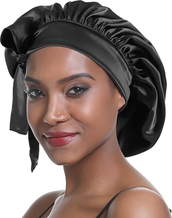 Silk Night Cap vrouwen met haar satijnen cap Night Cap Wide Silky Band Elastic Double Layer voor vrouwen met lang en krullend haar - maat L-XL