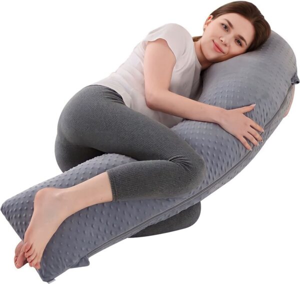 Sleepcomfort - J-Vorm Zwangerschapskussen - Zijslaapkussen - Voedingskussen - Body Pillow - 163x63cm