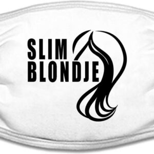 Slim blondje mondkapje | grappig | blondine | blond | gezichtsmasker | bescherming | bedrukt | logo | Wit mondmasker van katoen, uitwasbaar & herbruikbaar. Geschikt voor OV