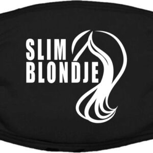 Slim blondje mondkapje | grappig | blondine | blond | gezichtsmasker | bescherming | bedrukt | logo | Zwart mondmasker van katoen, uitwasbaar & herbruikbaar. Geschikt voor OV