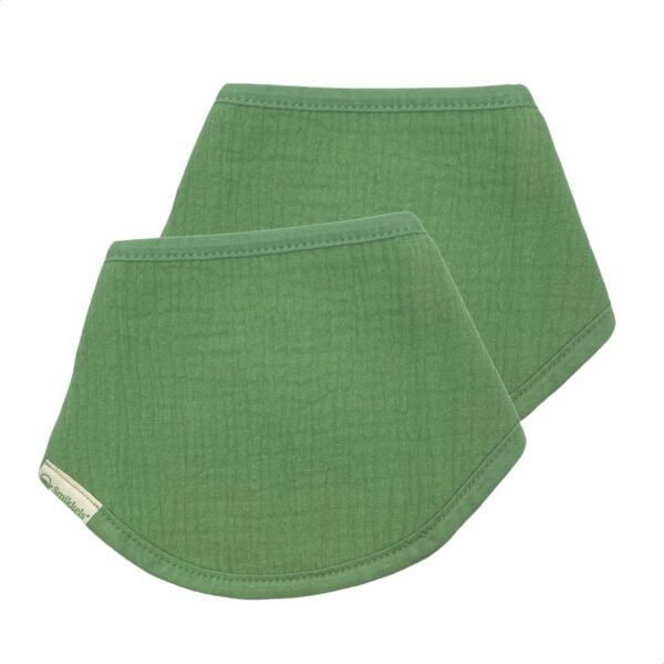 Smikkels - Baby bandana slab (2 stuks) Groen - 100% biologisch katoen - dubbellaags - Dikke kwaliteit - hydrofiel met badstof - kwijl slabbetje - Kraamcadeau jongen meisje
