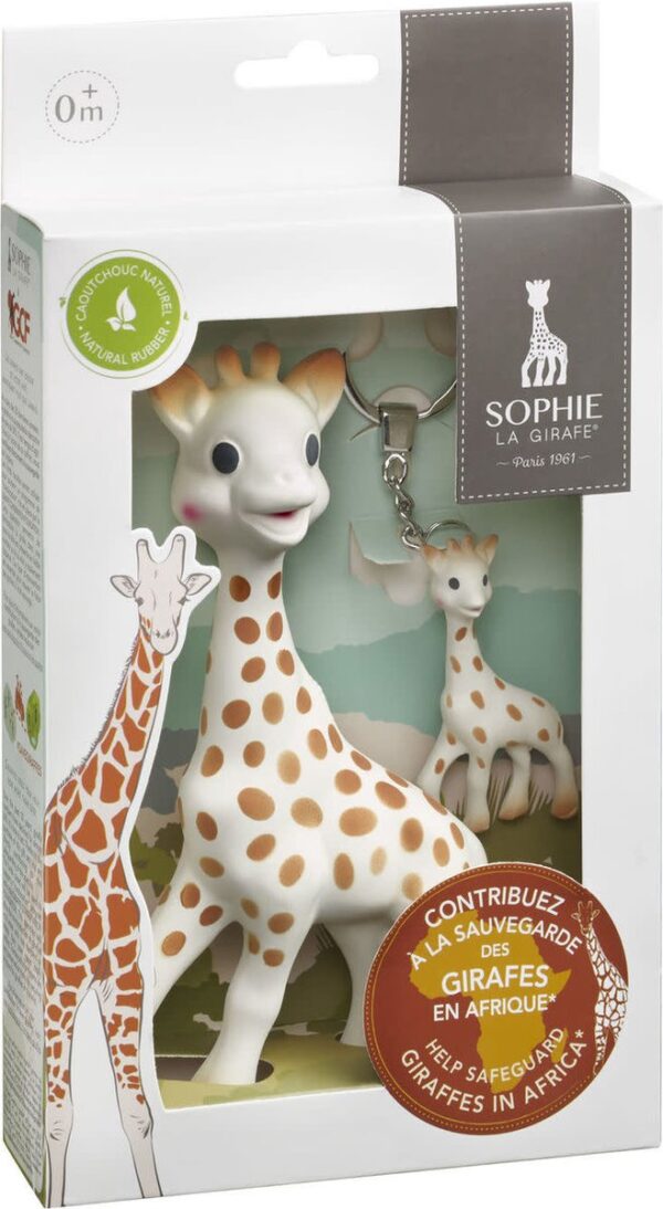 Sophie de giraf Save the Giraffes Cadeauset - Sophie de giraf & sleutelhanger - 100% Natuurlijk rubber - 2-Delig