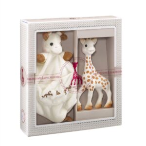 Sophie de giraf Sophiesticated Cadeauset - Baby speelgoed - Sophie de giraf & Knuffeldoekje met speenhouder - Kraamcadeau - Babyshower cadeau - 4-Delig