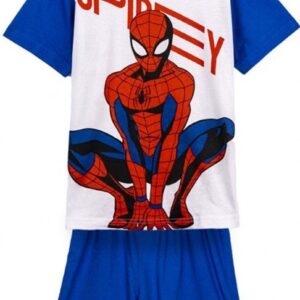 Spiderman Marvel - Short Pyjama - Wit blauw - 100% Katoen - in geschenkendoos. Maat 122 cm / 7 jaar.