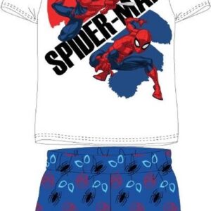 Spiderman shortama / pyjama wit/blauw maat 128