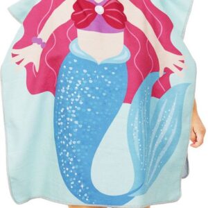 Strandponcho kind - zeemeermin - kinderponcho strandhanddoek met capuchon - badponcho strandlaken voor kinderen - leuke print