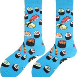 Sushi Sokken - Maat 37-41 - Grappige Sokken Dames/Heren met Japans Eten - Blauw