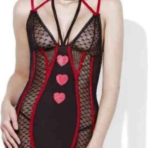 Sweetheart jarretel jurkje met hartjes - Zwart/Rood