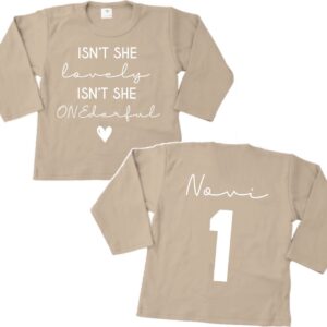 T-shirt 1 jaar met naam - Shirt met tekst voor een 1 jarige - Lange mouw - Maat 86