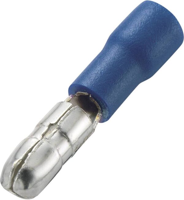 TRU COMPONENTS 1572194 Ronde connector 1.50 mm² 2.50 mm² Stift-Ø: 4 mm Deels geïsoleerd Blauw 100 stuk(s)