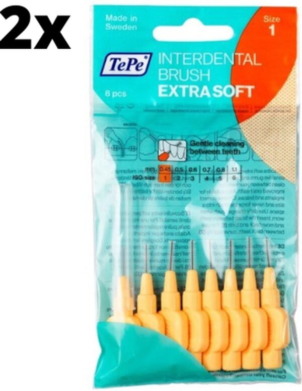 TePe Extra Soft Oranje 0,45mm - 2 x 8 stuks - Voordeelverpakking