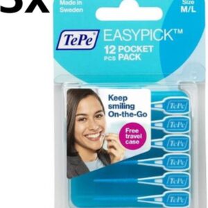 TePe Ragers EasyPick M/L Pocket Pack Turqoise - 3 x 12 stuks - Voordeelverpakking