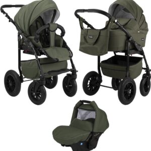 Teddy Siena Kinderwagen - 3-in-1 - Groen - Inclusief bijpassende autostoel - inclusief reiswieg