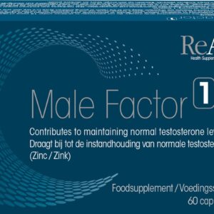 Testosterone Booster supplement Male Factor 1 - 60 capsules - Spierkracht, Energie, Uithoudingsvermogen en Fitheid - Natuurlijke Ingrediënten - Formule met Zink, Selenium, B1,B2,B3, B5,B6, B12, Vit C&E, Ginkgo Biloba, Tribulus Terrestris - ReAge