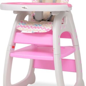 The Living Store Kinderstoel - 3-in-1 verstelbaar met blad - roze en wit - 72 x 62.5 x 106 cm