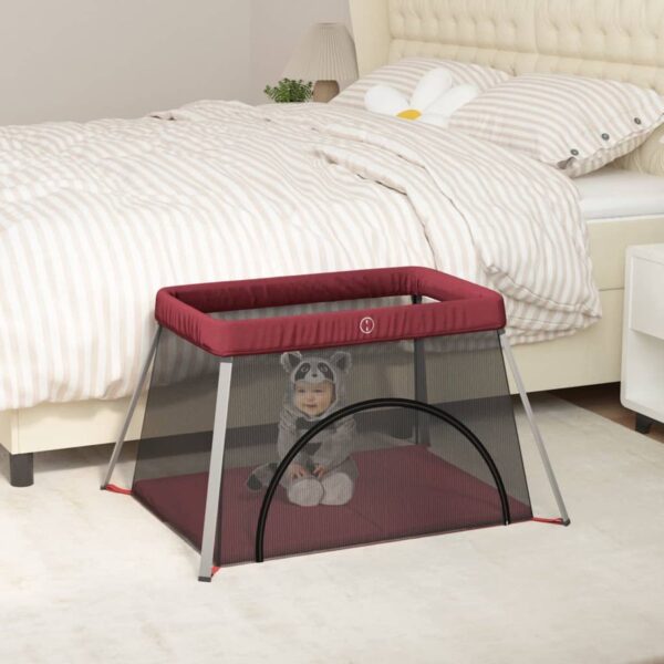 The Living Store Vouwbare Babybox - Reiswieg 2-in-1 - Compact - Rood - 110 x 82 x 67 cm - inclusief Draagtas