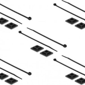 Tie-wraps 300 x 3,5mm (10 stuks) met zelfklevende houders (10 stuks) / zwart - UV resistent